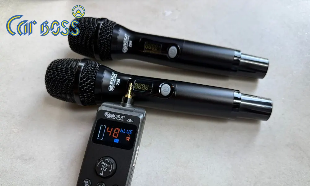 Độ karaoke trên xe hơi 4 chỗ- 9 chỗ -16 chỗ- 29 chỗ- xe khách 2 Sản phẩm micro không dây cao cấp với khả năng thu âm độ nhạy cao dùng để độ karaoke trên xe hơi