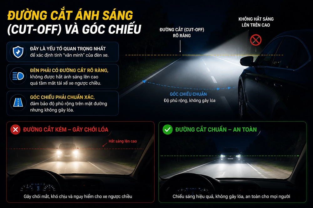 Đường cắt ánh sáng (Cut-off) và góc chiếu