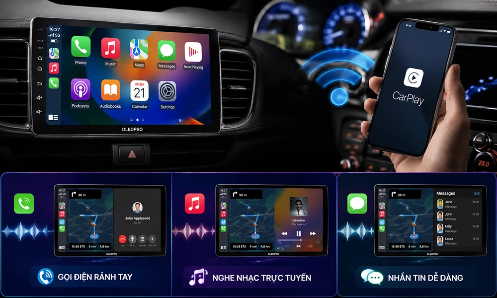 Kết nối điện thoại không dây thông minh trên màn hình OledPro