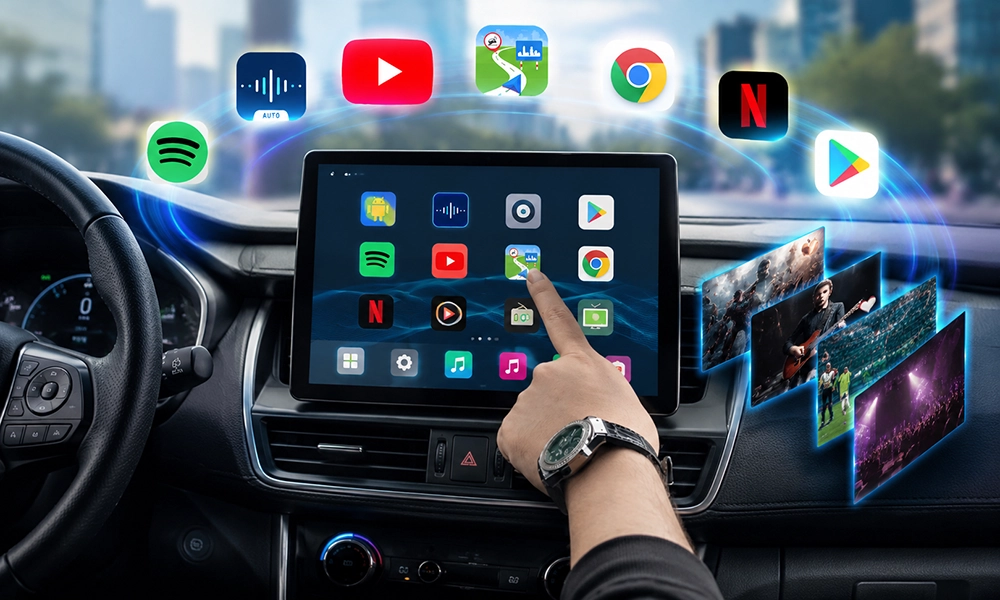 Màn hình Android ô tô hỗ trợ giải trí đa phương tiện tiện lợi