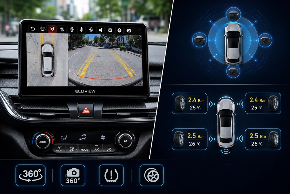 Màn hình Elliview tích hợp camera 360 và cảm biến áp suất lốp