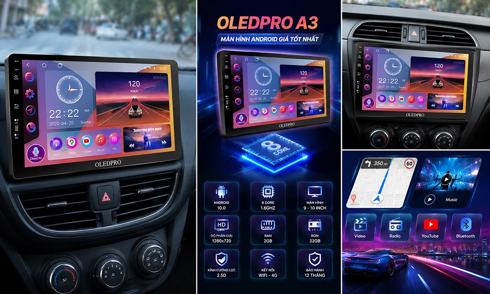 Màn hình OledPro A3 giá tốt cho xe dịch vụ và xe cá nhân