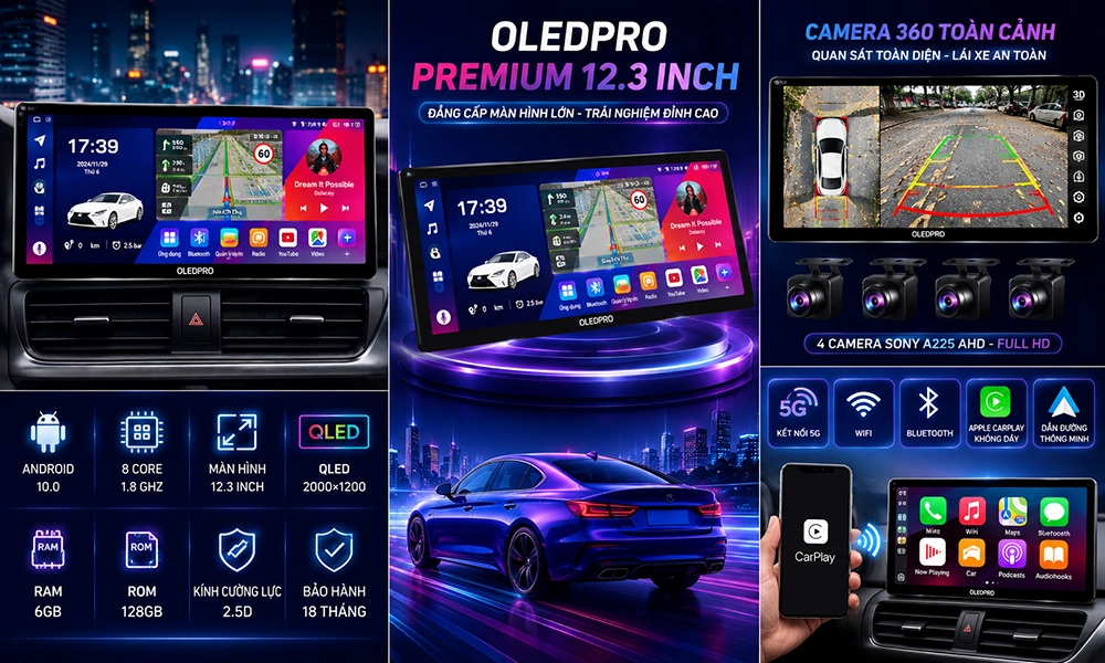 Màn hình OledPro Premium 12.3 inch cao cấp, màn hình siêu lớn