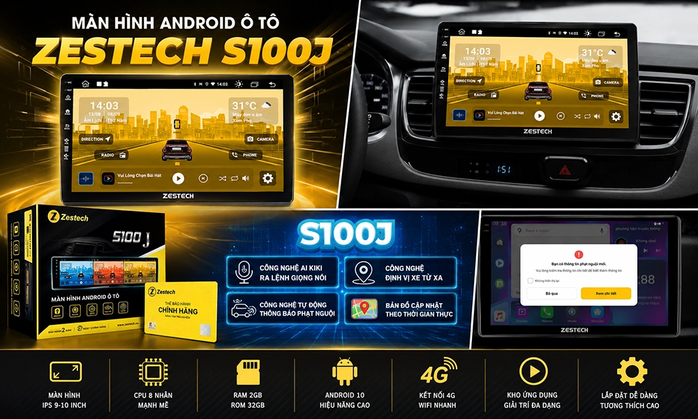 Màn hình Zestech S100J giá tốt cho xe dịch vụ