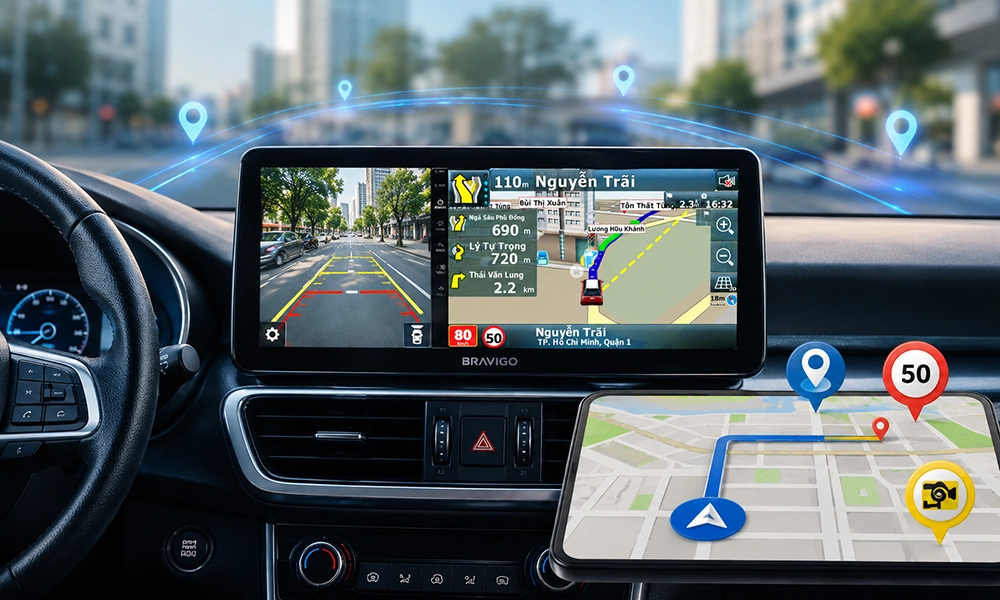 Tích hợp GPS và dẫn đường thông minh trên màn hình Android ô tô