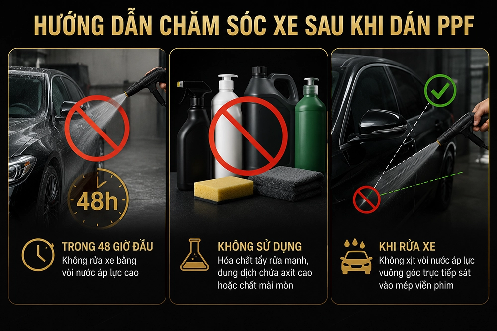 Hướng dẫn chăm sóc xe sau khi dán PPF ô tô